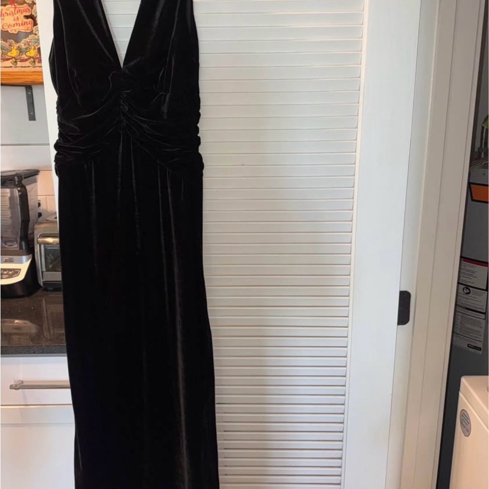 Wayf Black Velvet Dress